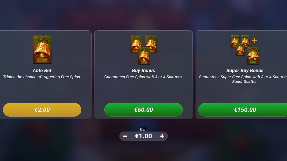 Cena festiva e nevada do jogo de slot Holly com elementos de madeira esculpida