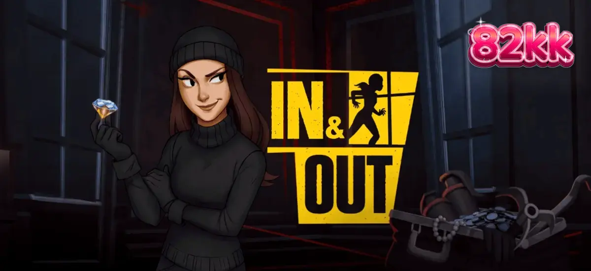 Interface do jogo de slot In and Out com temática de roubo em Paris